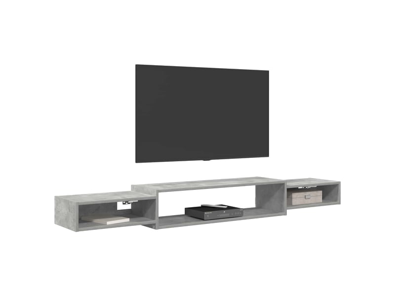  Meuble tv - banc tv - meuble de rangement mural montage mural gris béton 180 x 28 x 21 cm  - Conforama C
