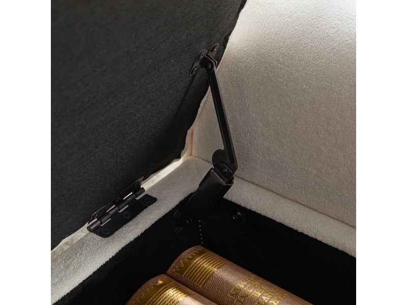  Banc de rangement moderne avec 2 coffres velours accoudoirs roule pieds en bois pour salon entree beige  - Conforama E