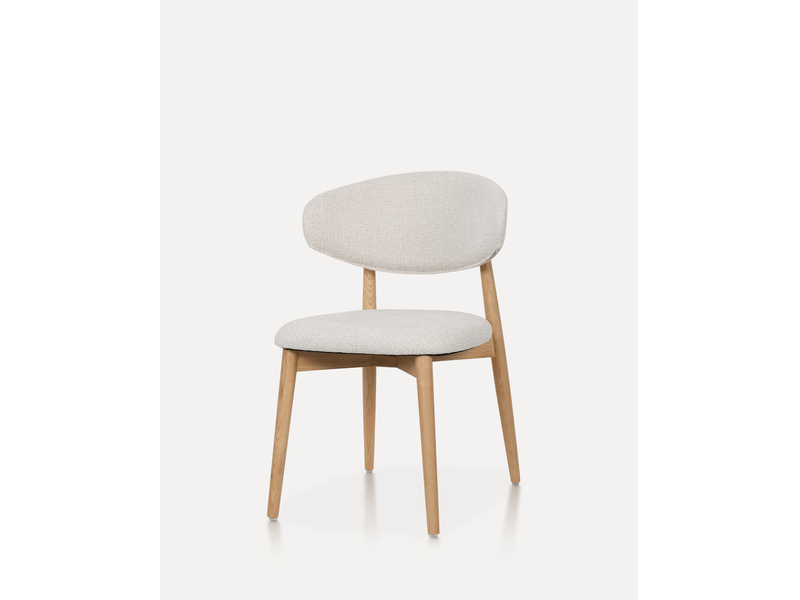  Chaise de salle à manger lot de 2 avec dossier ergonomique et assise rembourrée en tissu et bois naturel  - Conforama C