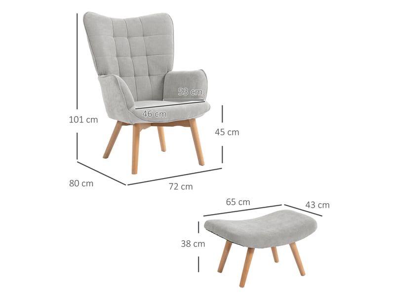  Fauteuil relax avec repose-pieds gris en polyester  - Conforama C