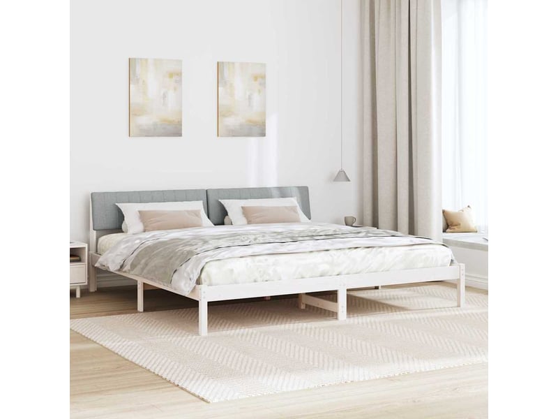  Lit double- lit adulte -  cadre de lit avec tête de lit blanc et gris clair 200 x 200 cm  - Conforama C