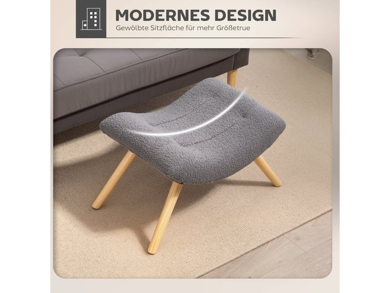  Pouf 67x45x38 cm repose-pieds à pieds en bois gris foncé  - Conforama D