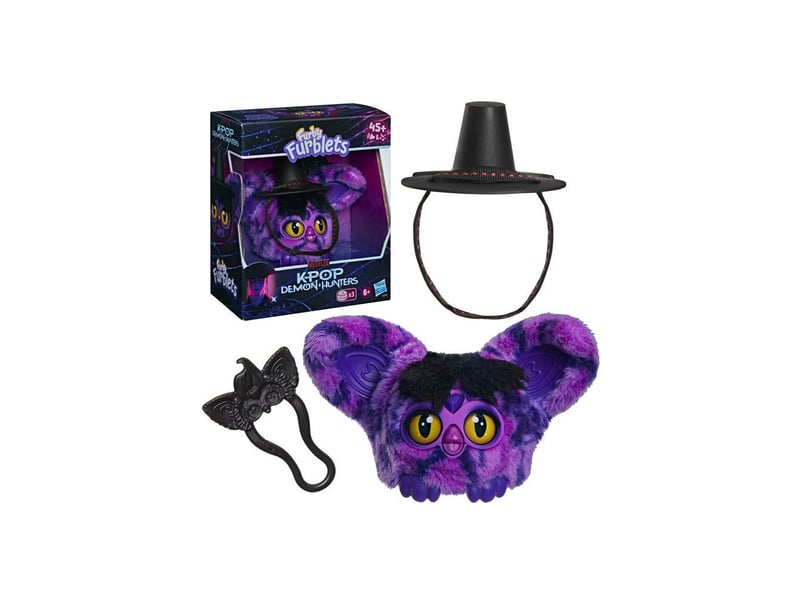  Peluche electronique furby furblets demon saja boys 7,5 cm violet noir avec chapeau et porte cle HASG47925L0 - Conforama B