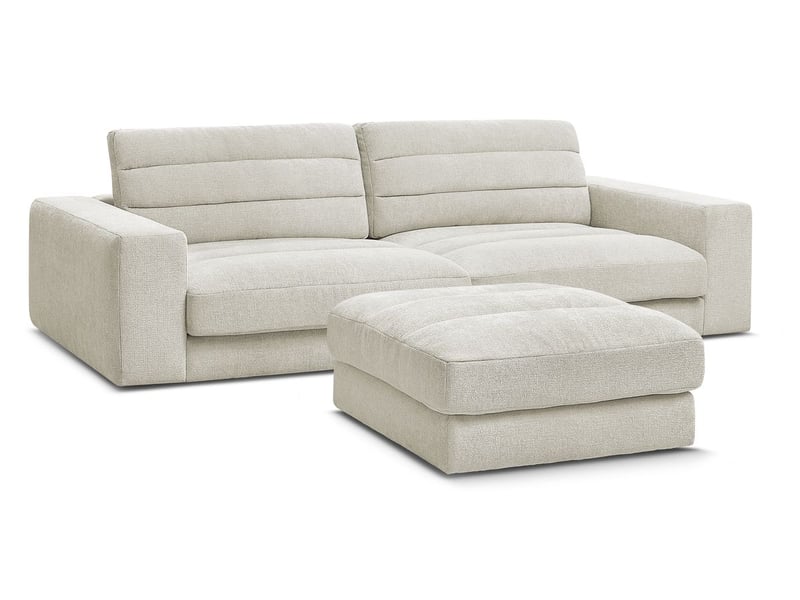  Bobochic canapé droit fixe 3 places sierra tissu texturé avec pouf beige SIERRA - Conforama A