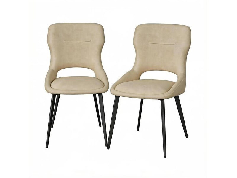  Lot de 2 chaises de salle à manger 48x45x86cm, structure métallique, dossier ajouré, finition kaki, design moderne  - Conforama A