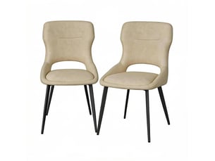 Lot de 2 chaises de salle à manger 48x45x86cm, structure métallique, dossier ajouré, finition kaki, design moderne