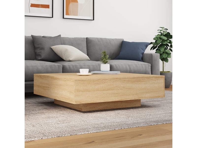  Table basse - table de salon - table à thé chêne sonoma 100x100x31 cm bois d'ingénierie  - Conforama C