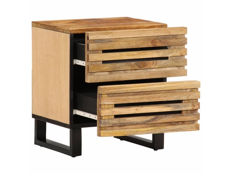  Lot de 2 tables de chevet - cabinet de chevet - table de nuit 40x34x46 cm bois massif de manguier brut  - Conforama C