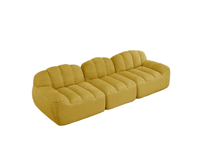 Canapé modulaire 3 places jaune en tissu polaire granuleux 288 x 104 x 79 cm  - Conforama A