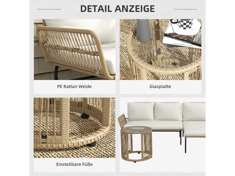 Salon de jardin en résine 2 places - fauteuil relax + table basse + coussins - ensemble extérieur - Conforama E