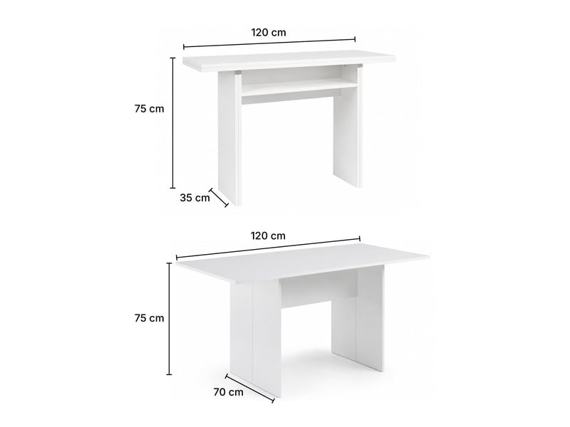 The white stone console extensible blanche gain de place transformable | table console extensible cuisine salon | 120x3570x76 cm - Conforama E