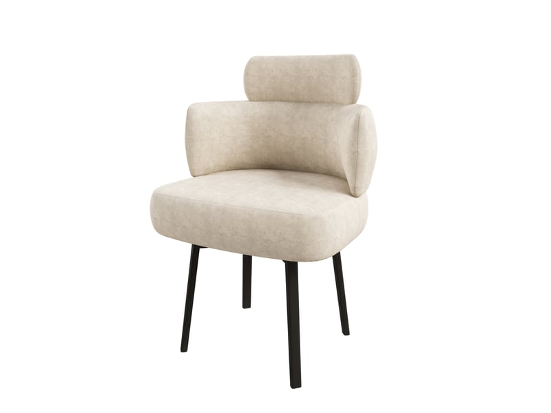  Chaise de salle à manger 56,5x46x89 cm pivotante 360° en métal et tissu couleur blanc crème, moderne  - Conforama A