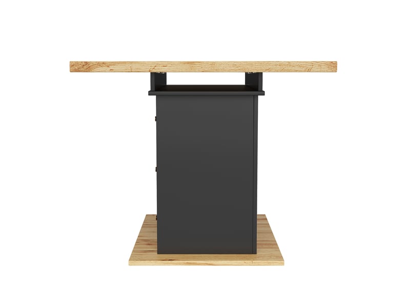  Table à manger extensible 110–140x80x75 cm, coffre et 2 tiroirs, mécanisme télescopique, mdf+métal, bois naturel  - Conforama D