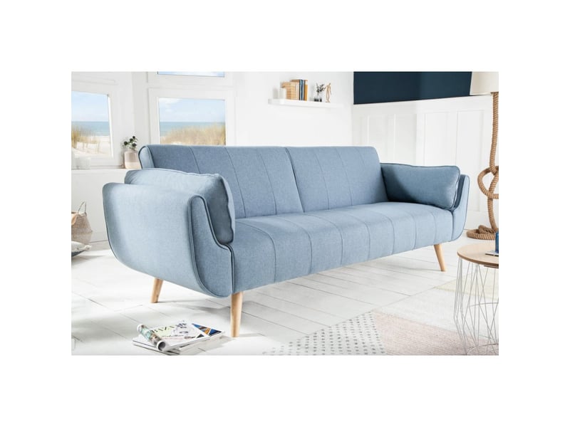  Canapé droit danna bleu clair – canapé scandinave convertible en tissu  - Conforama B