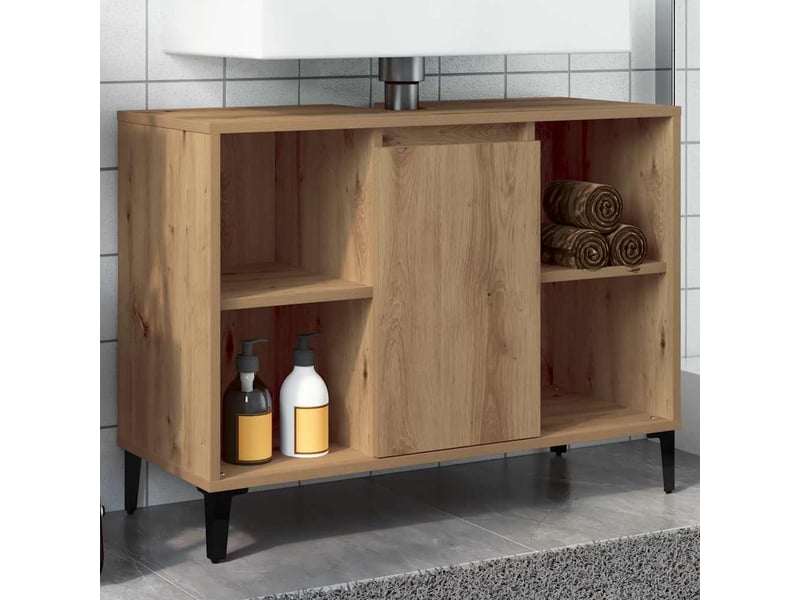  Armoire d'évier, meuble de rangement chêne artisanal 80x33x60 cm bois d'ingénierie shl8752  - Conforama B