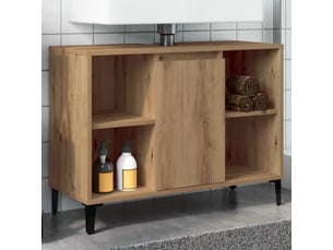 Armoire d'évier, meuble de rangement chêne artisanal 80x33x60 cm bois d'ingénierie shl8752