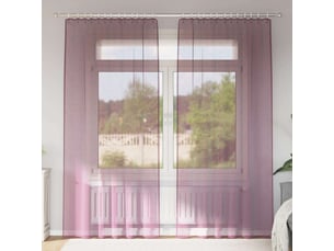 Lot de 2 rideaux en voile, voilages à œillets violets cf44254