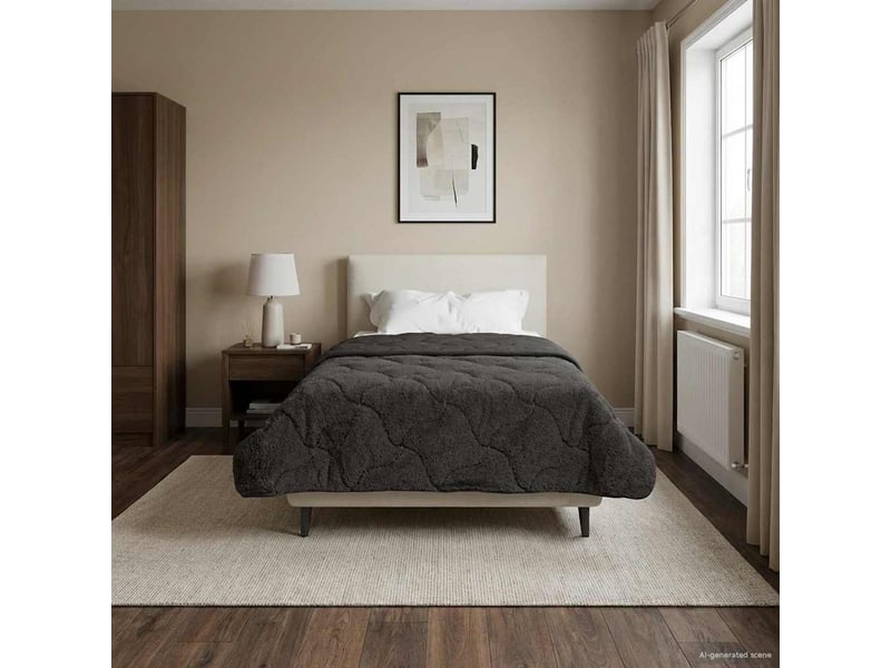  Duvet - couette complet toute l'année matelassé anthracite 135 x 200 cm  - Conforama B