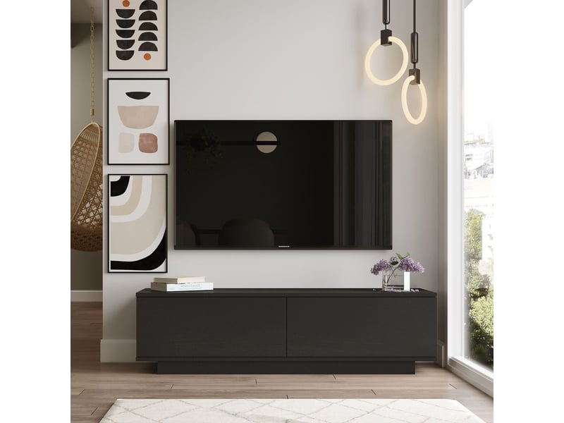  Meuble tv 2 portes noir  - Conforama E