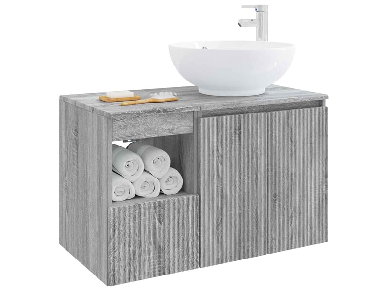 Ensemble de mobilier de salle de bain 2 pc sonoma gris cf64198 - Conforama C