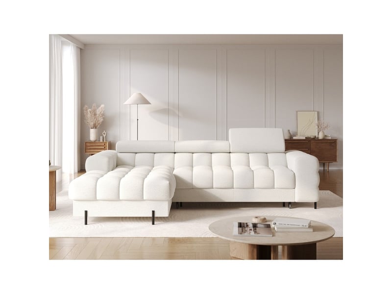Canapé d'angle gauche convertible blanc allure contemporaine 285x99x181cm filtro - Conforama E