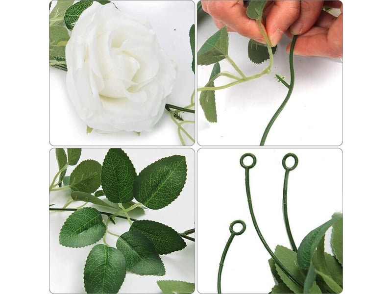 guirlande fleur artificis rose vigne decoration mariage, 4 pcs soie fleur décoration fausse plante suspendues florale pour fête jardin maison arc cérémonie mur exterieur(blanc) - Conforama C