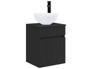 Meuble de lavabo mural, rangement salle de bain noir 39x41x64.5 cm bois d'ingénierie