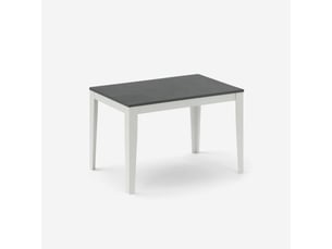 Table extensible en mélaminé avec piètement blanc 130290x80 moon - gris