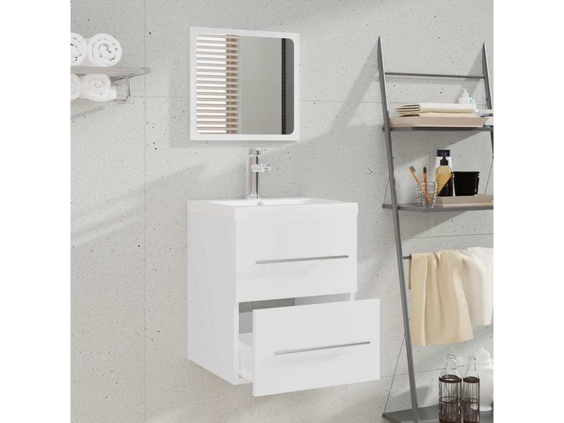 Meuble de lavabo avec bassin intégré blanc bois d'ingénierie - Conforama C