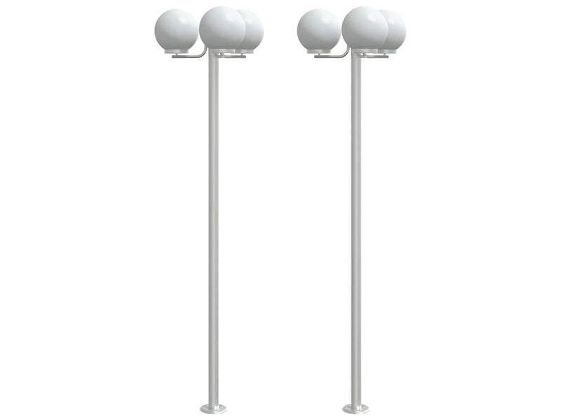  Lot de 2 lampadaires d'extérieur 16 x 16 x 215 cm éclairage polyvalent jardin finition brillante en acier inoxydable argenté 02_0056638  - Conforama A
