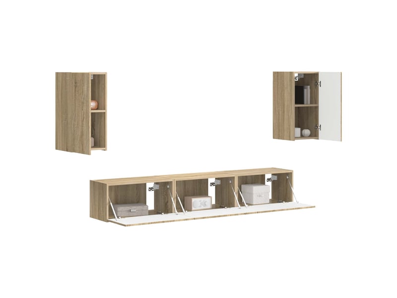  Ensemble meuble tv - banc tv - meuble de rangement 5 pcs chêne sonoma bois d'ingénierie  - Conforama C