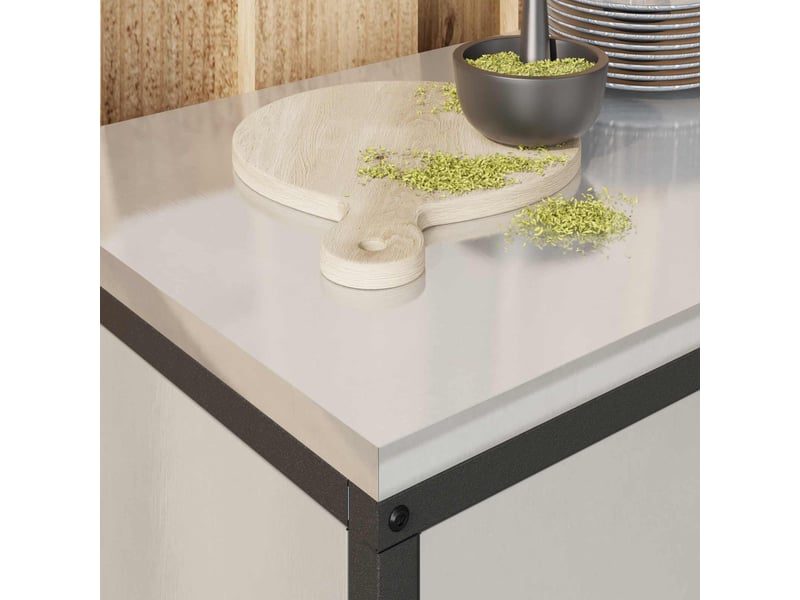  Meuble de rangement de cuisine hattem argenté 90x50x53cm shl2362  - Conforama E