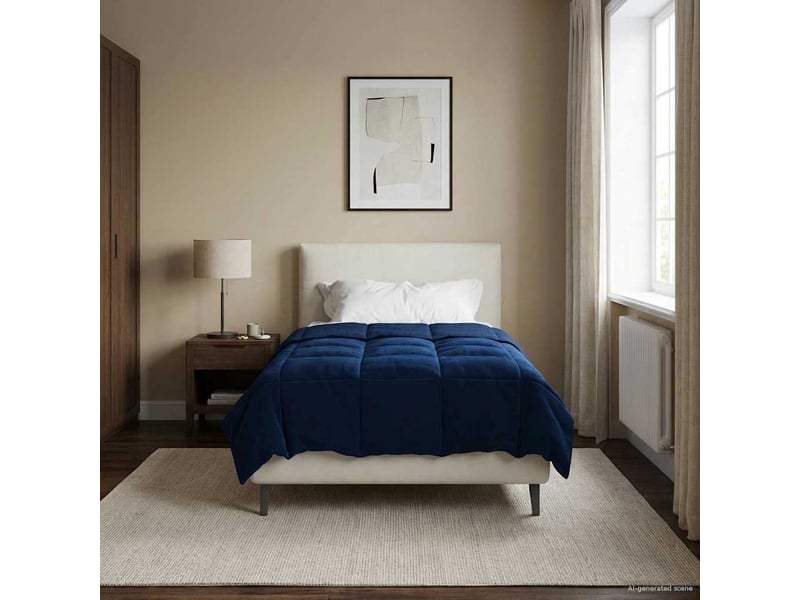  Duvet - couette complet toute l'année 140 x 220 cm 4 saisons bleu foncé  - Conforama D
