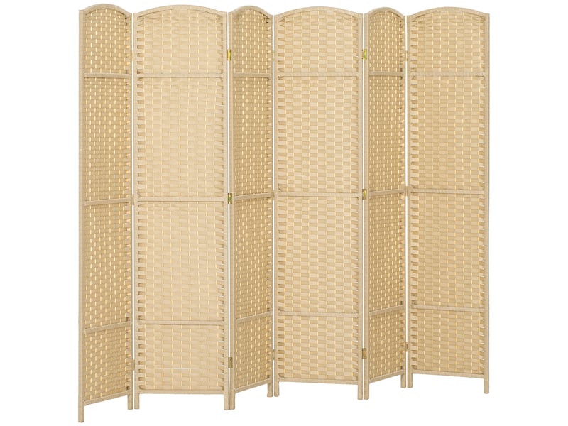  Paravent interieur en bois 6 panneaux 240 x 170 cm séparateur de pièce pliable pour salon, naturel, chambre à coucher  - Conforama B