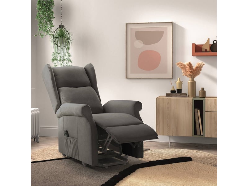  Fauteuil releveur relax électrique tissu waterproof gris foncé - alcanti ALCANTI - Conforama B