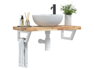 Étagère de vasque | étagère murale acier et bois massif d'acacia shl2358