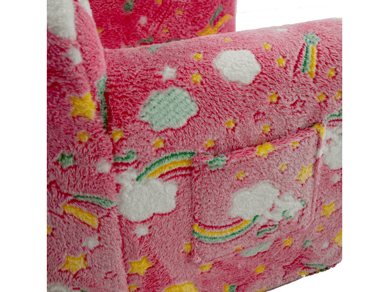  Fauteuil enfant 64 x 49 x 49 cm rose en tissu et mousse, avec accoudoirs, poignée et housse lavable  - Conforama E