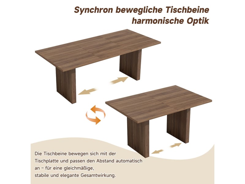 Table à manger 140200 x 90 cm extensible convient à 6–8 personnes plateau rectangulaire épaissi style épuré finition noyer - Conforama D