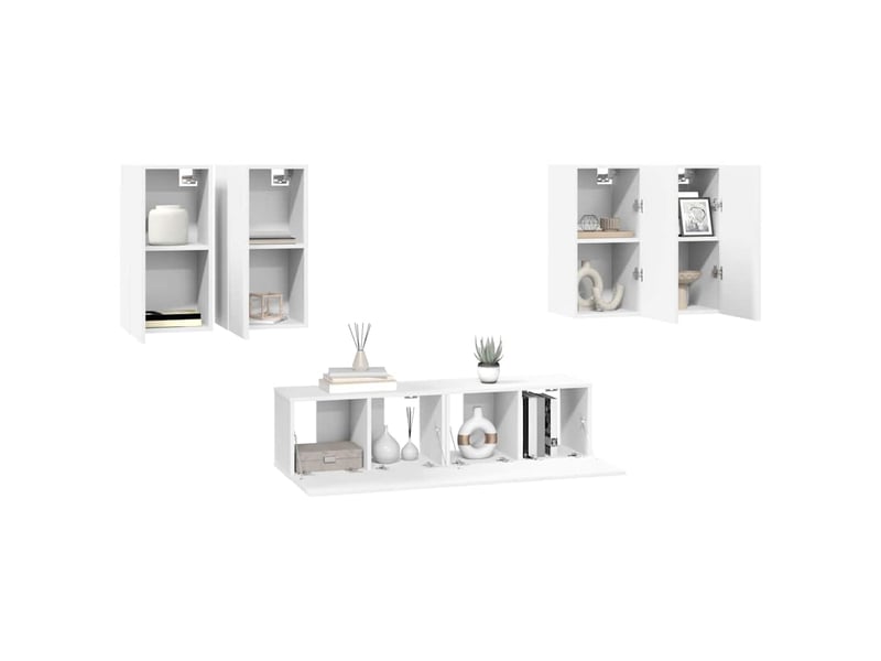  Ensemble de meubles tv - banc tv - meuble de rangement 6 pcs blanc bois d'ingénierie  - Conforama C