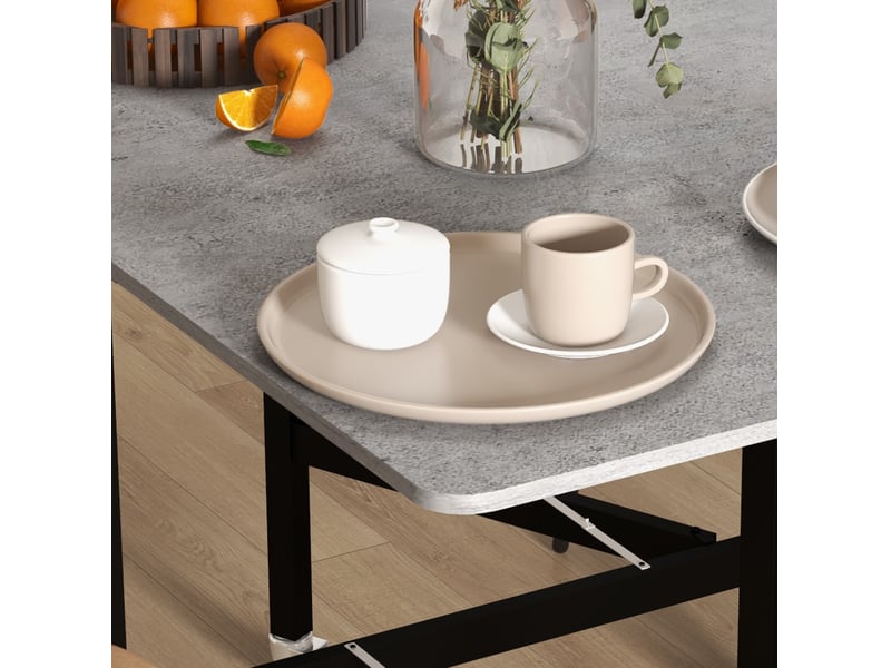  Table à manger pliable 120x80x73 cm à roulettes mdf gris  - Conforama D