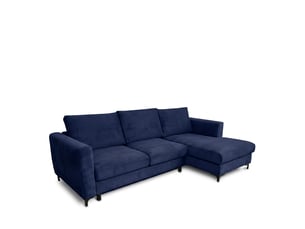 Canapé d'angle droit convertible - 4 places - velours côtelé - fiesole - bleu foncé
