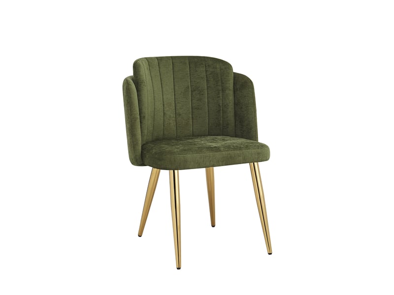  Lot de 6 chaises de salle à manger 58,5x62x78 cm rembourrées vertes pieds dorés  - Conforama E