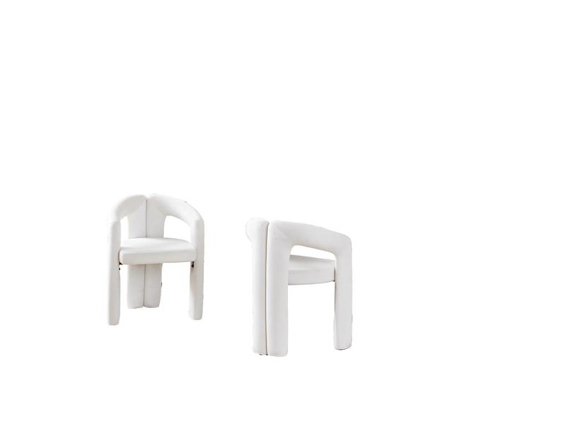  Chaise de salle à manger lot de 2 avec accoudoirs ergonomiques et dossier enveloppant en velours beige  - Conforama A
