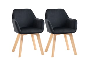 Chaises de salle à manger lot de 2 ergonomiques avec accoudoirs - polyester noir 54 × 57 × 80 cm
