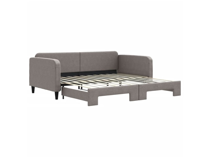  Lit simple- lit adulte -  lit de jour avec lit gigogne taupe 100x200 cm tissu  - Conforama A