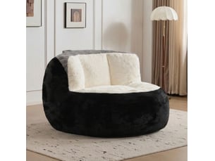Fauteuil poire 106x110x77 cm avec rembourrage en mousse déchiquetée, imitation fourrure, multicolore