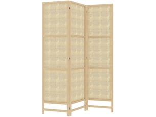 Paravent intérieur 3 panneaux 135 x 180 cm – naturel – pliable, séparation d’espace et intimité visuelle