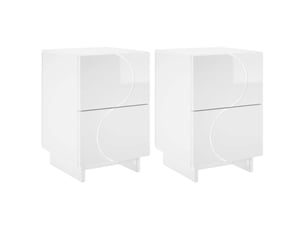Table de chevet - cabinet de chevet - table de nuit 2 pièces blanc brillant 33,5 x 34,5 x 50 cm