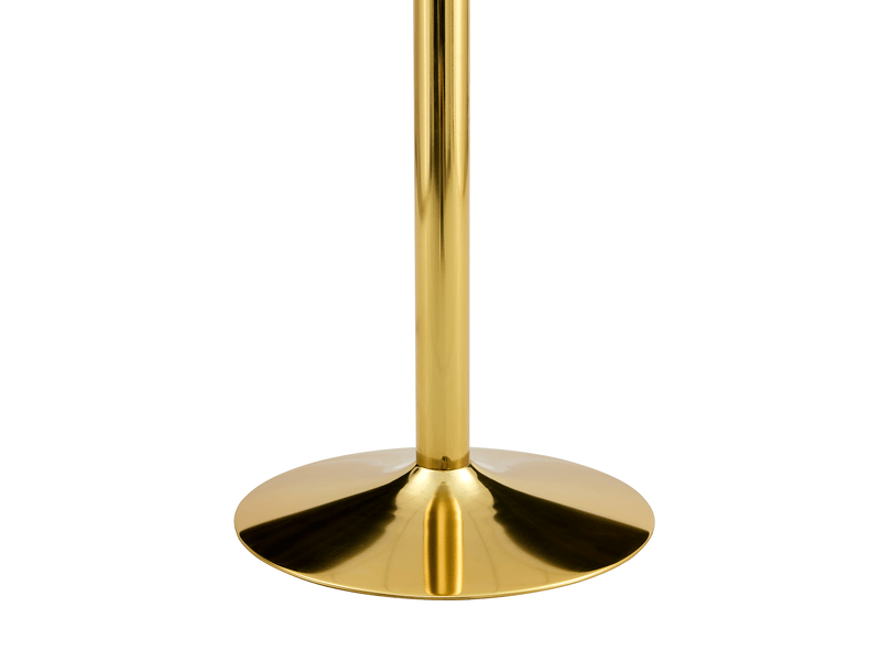  Table haute ronde avec plateau en verre trempé 89 cm - lpospi - pied central stable en métal transparent et doré  - Conforama C