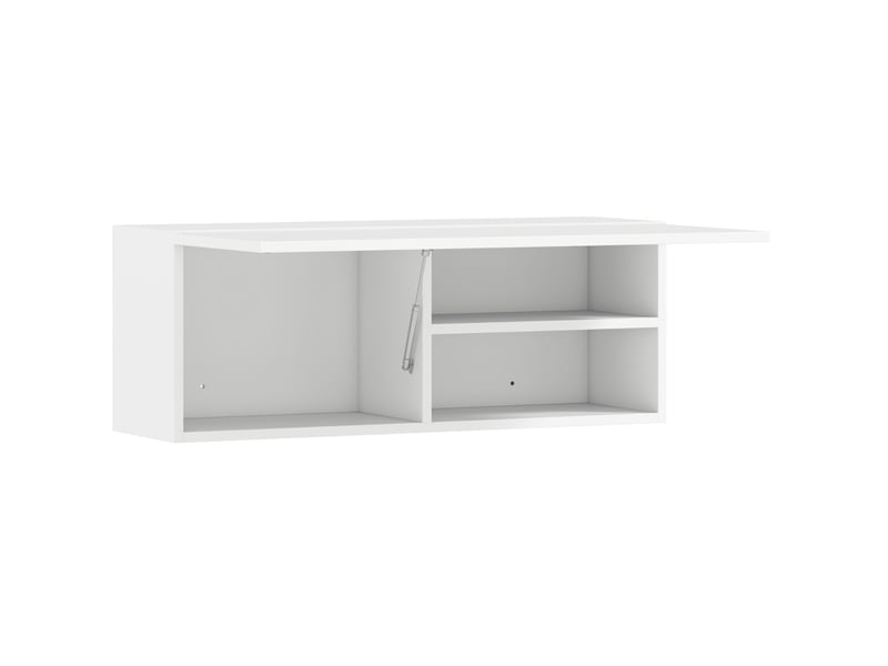  Meuble de salle de bain mural 80 x 25 x 30 cm – blanc – porte relevable à vérin, rangement sans poignée  - Conforama D